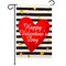 G128 Happy Valentine's Day Striped Heart Garden Flag 12x18 In Double Sided Valentine's Day Yard Garden Lawn Decoration
